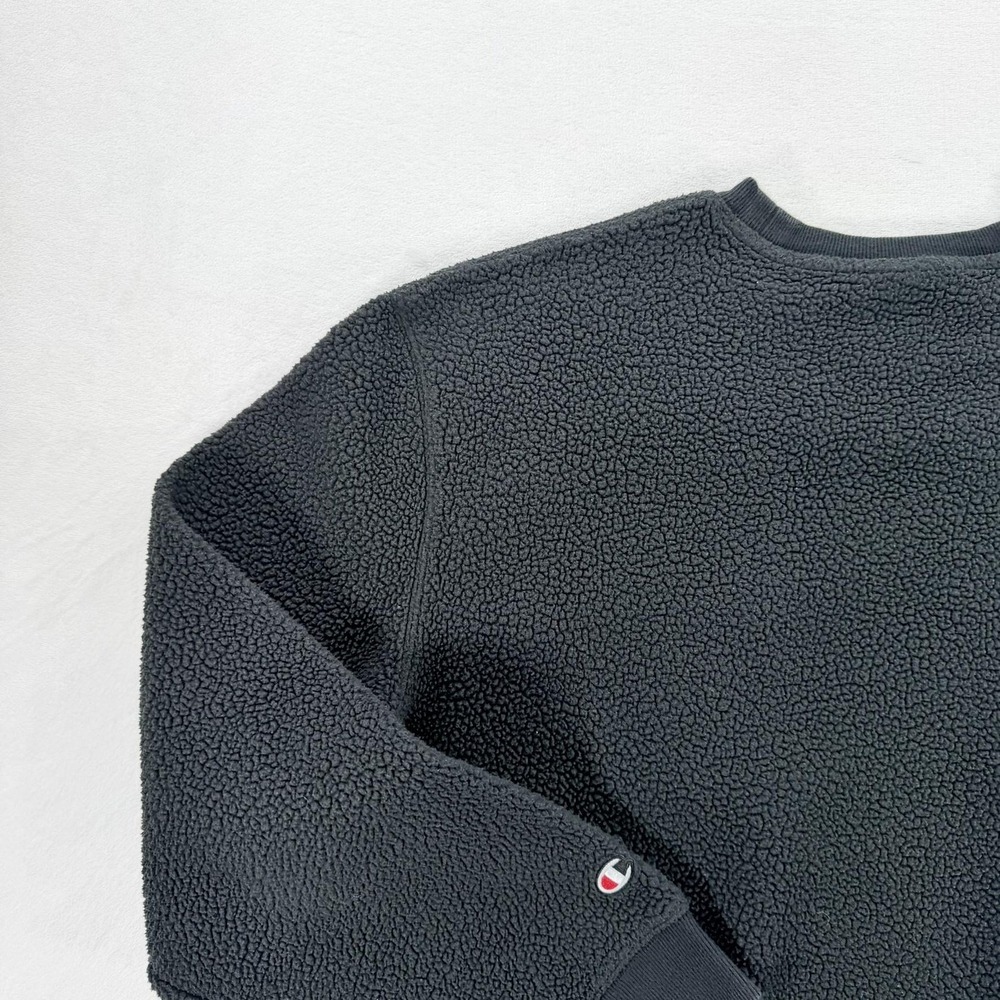 Champion Sweatshirt Mens XL Gray Sherpa Fleece Pullover Chest Pocket Logo - Picture 14 of 16